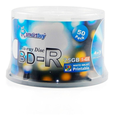 50 Mídias Smartbuy Blu-ray 25gb 6x Printable Bd-r Pino