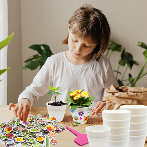 Kit De 30 Macetas Papel Jardín Con 216 Calcomanías Adhesivas
