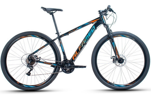 Bicicleta Aro 29 Alfameq Afx Freio Disco 21v Cambios Shimano Cor Preto/Laranja/Azul Tamanho do quadro 21