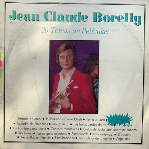 Jean Claude Borelly 20 Temas De Pelicula Lp Disco Acetato