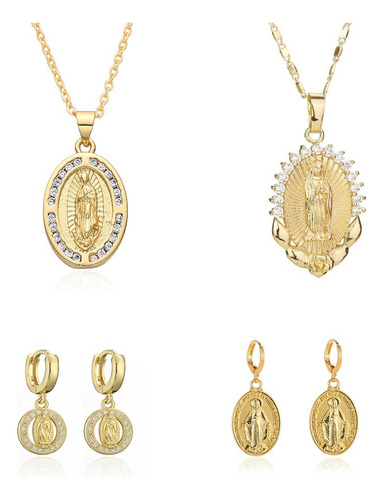 Cadenas De Oro 10k Cadena Virgen De Guadalupe4pcs