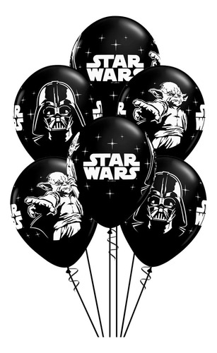 Globos De Latex Biodegradables De Star Wars Negro Onix Con B