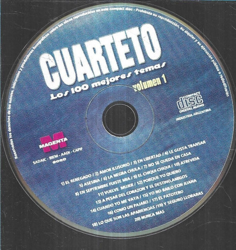 Artistas Varios Album Cuarteto Los 100 Mejores Temas Vol.1 