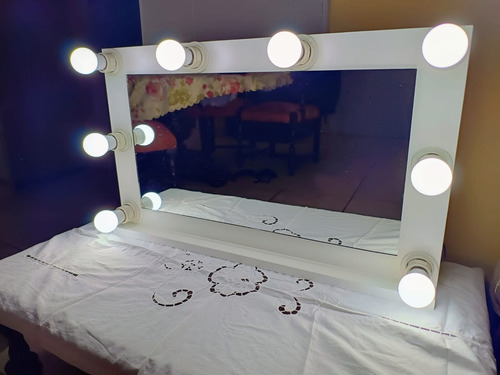 Espejo Hollywood Decorativo Con Luz Eléctrica - 100x 50cm Blanco