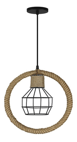 Lámpara Colgante Estilo Rústico Circular E-27 / Hb Led