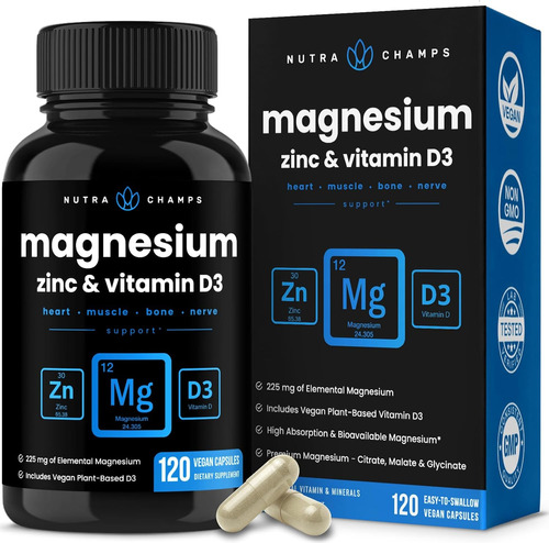 Magnesio Zinc Vitamina D3 Muscular Oseo Cardiaco 120 Cap