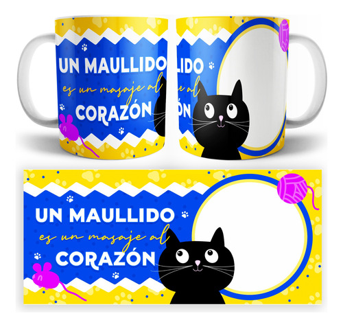 Taza Personalizada Yo Amo A Mi Gato Michi Varios Modelos Gatito Un Maullido Es Un Mensaje Corazon