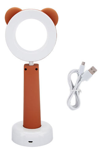 Escritorio Plegable Marrón, Mesa Led Ligera Con Carga Usb Pa