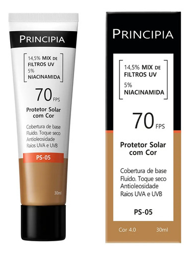 PRINCIPIA, Protetor Solar Facial FPS70 PS-05 Cor 3.0 c/ 30ml