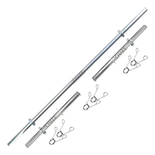 Imagem 3 de 3 de Kit Anilhas Ferro Fundido 40 Kg + Barras Com Presilhas