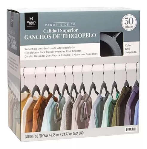 Ganchos Ropa Member's Mark Café Madera Sólida Caja 24pz