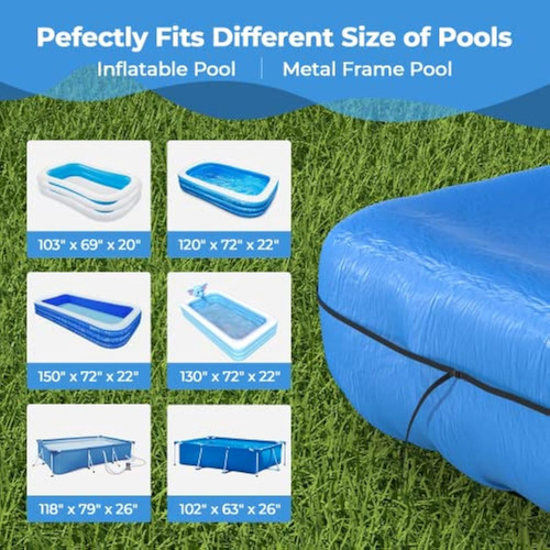 Cubierta Para Alberca Inflable Hasta 3.3mt X 2.1mt Azul