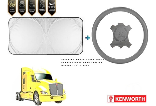 Volante Trailer Piel Gris + Cubresol Kenworth T680 15-25