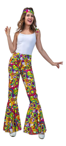 Mujer 1970s Hippie Disfraz Cosplay 60s Disco Pantalones (m, 