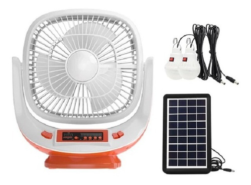 Ventilador Recargable Solar / Linterna / Radio / Bluetooh