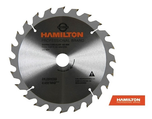 Disco Sierra Circular Hamilton 180mm 7 1/4 24 Dientes Ss1824