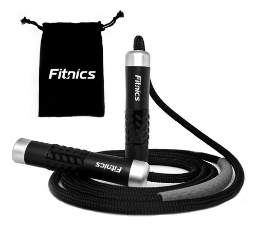 Cuerda Para Saltar Con Peso Ajustable Fitnics Pro Crossfit Color Negro