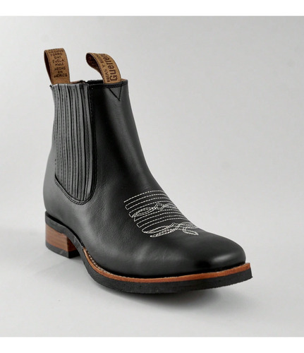 Botas Botines Vaqueros 100% Piel Casuales Hombre Negro