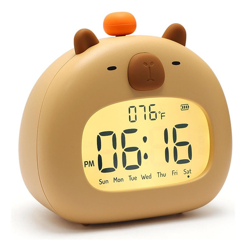 Reloj Despertador Infantil Capybara Con Luz Nocturna