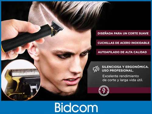 Imagen 4 de 6 de Cortadora Pelo Patillera Profesional Recargable Inalambrica Color Negro
