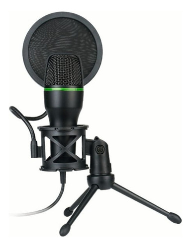 Microfono Condensador Profesional Usb Con Soporte Color Negro