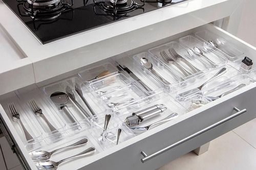 Kit 05 Organizadores Modular Multiuso Para Gavetas E Armário Cor Transparente