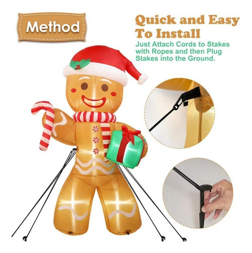 2.4m Inflables Hombre De Jengibre Decoraciones Patio Navidad