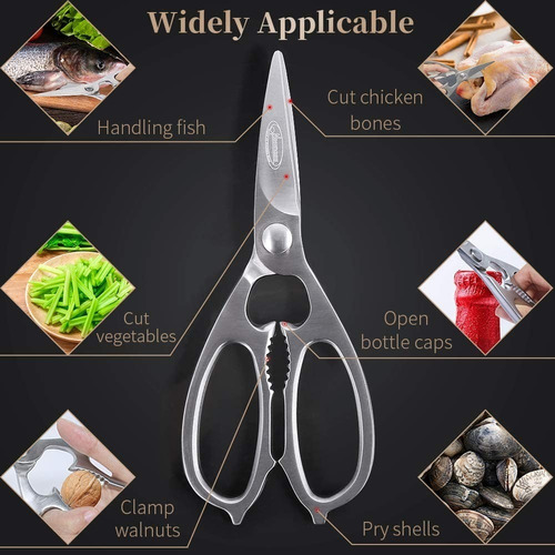 Imagen 2 de 8 de Tijeras De Cocina Multiusos De Acero Inoxidable Alta Calidad
