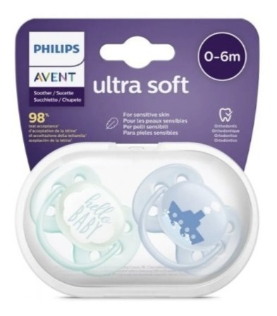 Avent Chupete Ultra Soft 0 A 6  Meses X 2 Unidades Philips