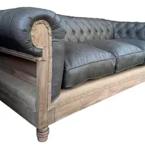 Comprar Sillon Chesterfield Rustico Cuerina Talampaya 3 Cuerpos Gris