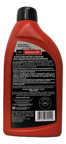 Aceite Multigrado Motor Gasolina 15w40 Motorcraft