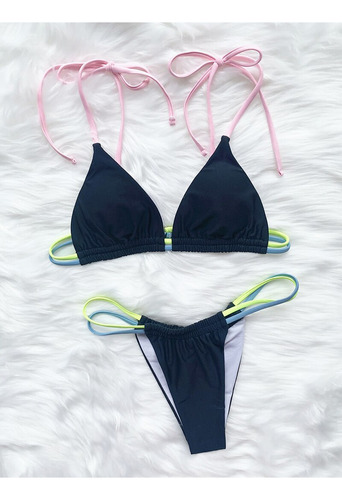 Conjunto De Minibikini De Color Sólido Para Mujer 022 [u]