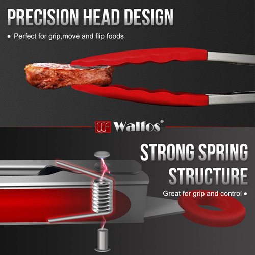 Pinzas Para Cocina Punta De Silicona Resistente Rojo 3 Pzas Rojo