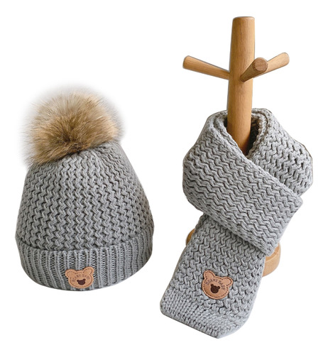 Gorro Y Bufanda Tejidos Con Forma De Osito Pequeño Para Niño