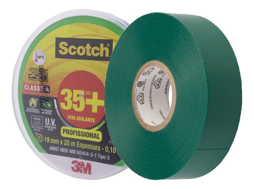 Fita Isolante Scotch 35+ Verde 19 Mm X 20 M