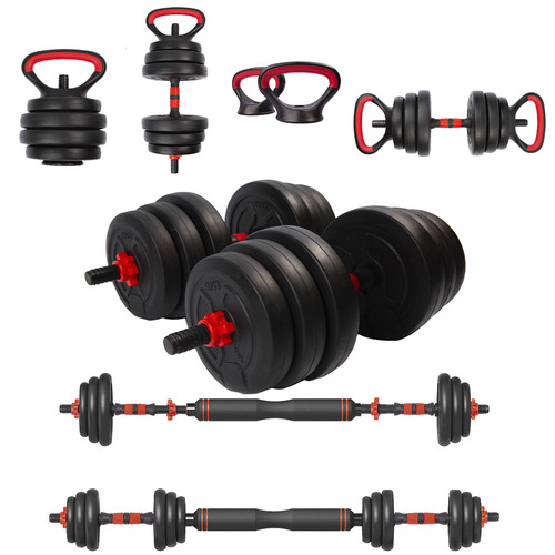 Halter Anilha Barra Kettlebell Kit Pesos Musculação 6 Em 1 - 25kg Yangfit