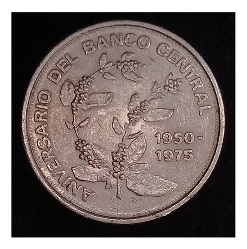 Costa Rica 5 Colones 1975 Exc Km 203 25 Años Banco Central