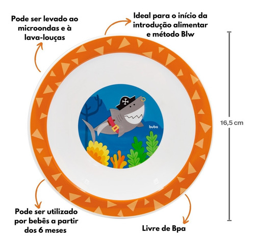Imagem 5 de 5 de Kit 2 Pratos Infantil Raso Bowl Refeição Buba Blw Criança
