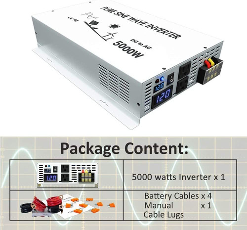 Wzrelb 5000w Pure Sine Wave Power Inverter 12v Dc To 120v Ac