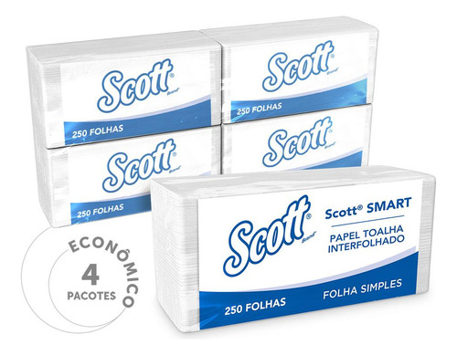 Papel Toalha Interf Scott Smart Folha Sim C 4un 250 Folhas