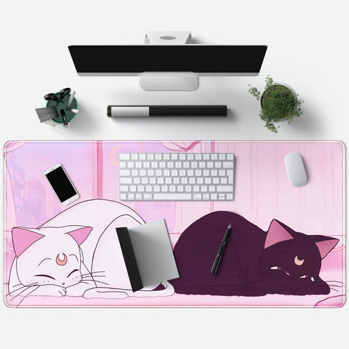 Mouse Pad Largo Arte Cute Kawaii Gatitos Anime 30x70cm