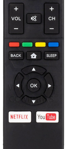 Control Compatible Con Pantalla Sanyo Smarttv Nh421ud Botones De Acceso rápido Para Netflix Youtube Incluye 4 Pilas Divitech® AAA