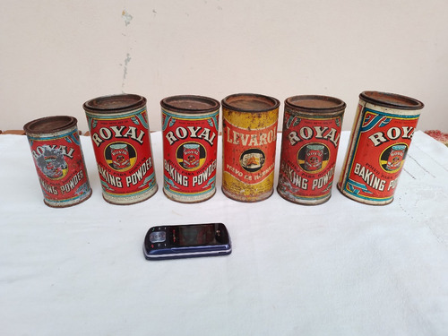 Lote D Antiguas Latas Cocina Polvo D Hornear Royal Y Levarol