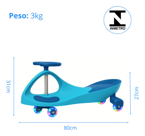 Carrinho Infantil Triciclo Super Car Rolimã Rodas Com Led Cor Azul Suporta 100kg - Covei Toys