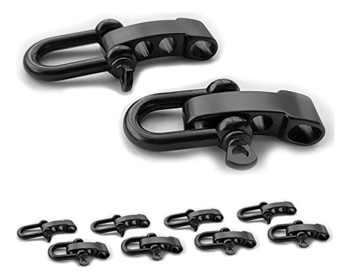 10 Hebillas De Pulsera Paracord Negras Ajustables En U Con F