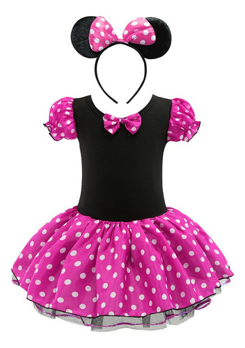 Vestido Casual De Minnie Mouse Rojo/rosa Con Orejas