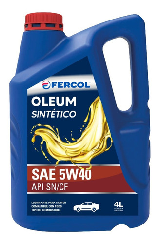 Aceite Fercol Oleum 5w40 Lubricante Sintetico Multigrado E
