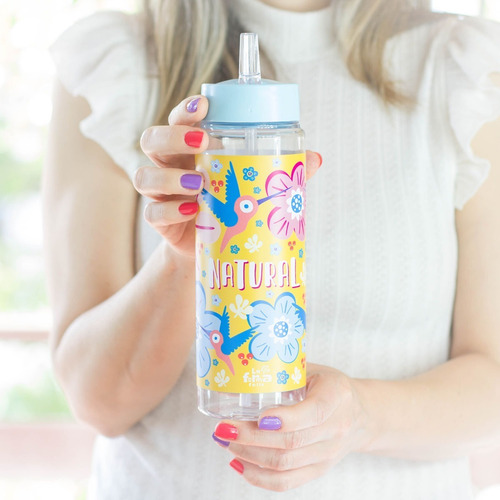 Botella Deportiva Plástica 750cc Sorbete Pico Flores