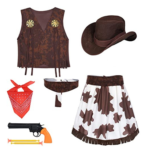 Cowgirl Costume Para Niñas 6pcs Set Kids Viste A 78gll