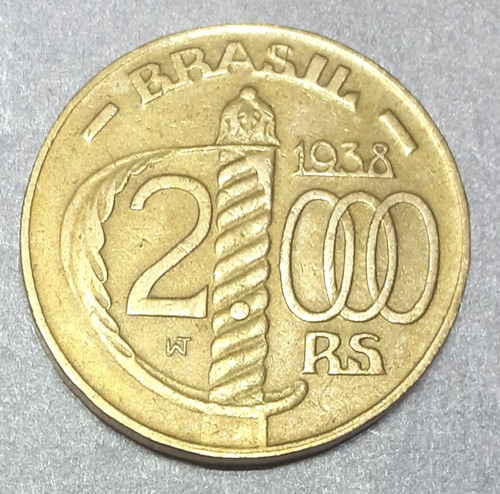 Moeda 2000 Réis De 1938 Duque De Caxias Origem Brasil Km#548